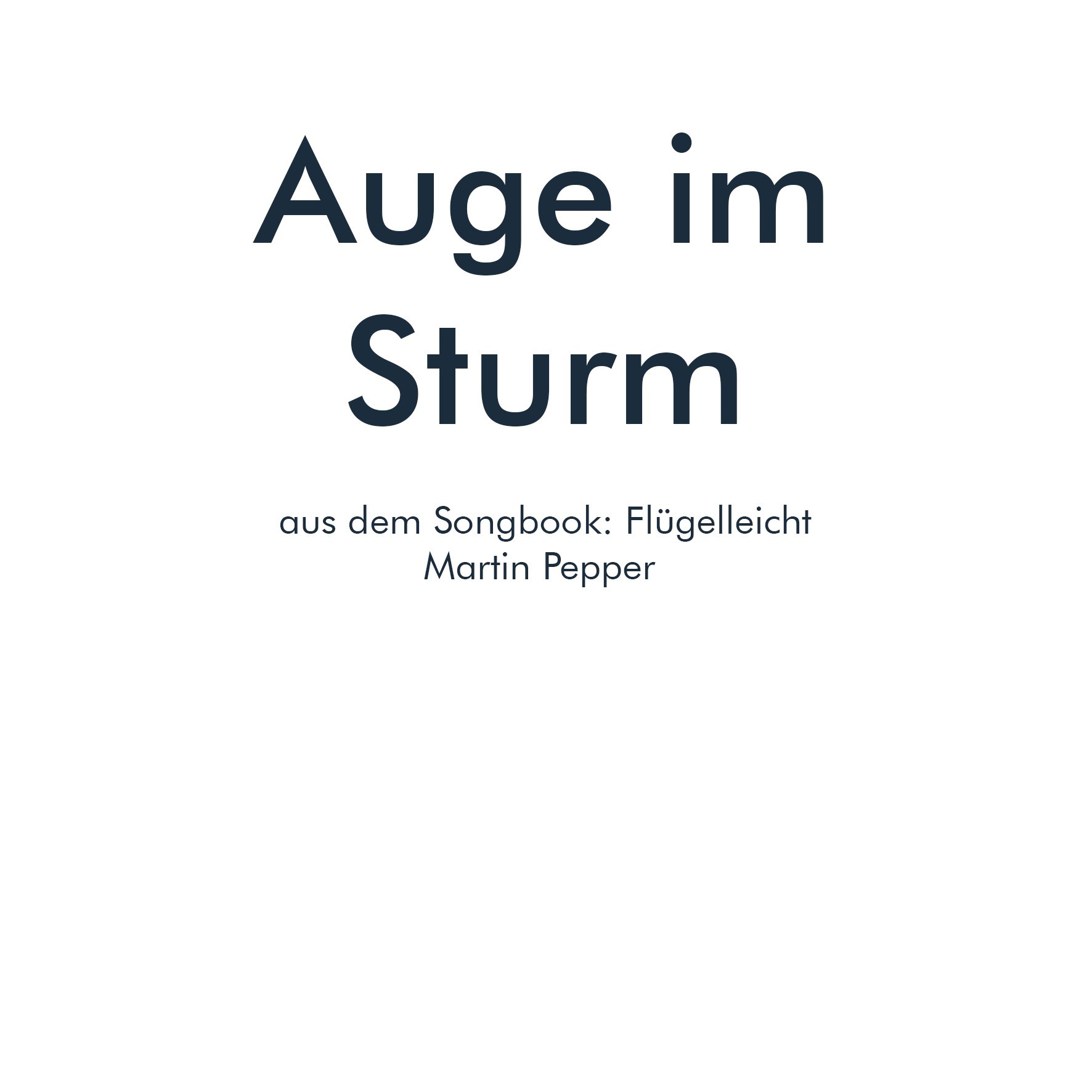 Auge im Sturm - Klaviernoten Auge im Sturm - Klaviernoten