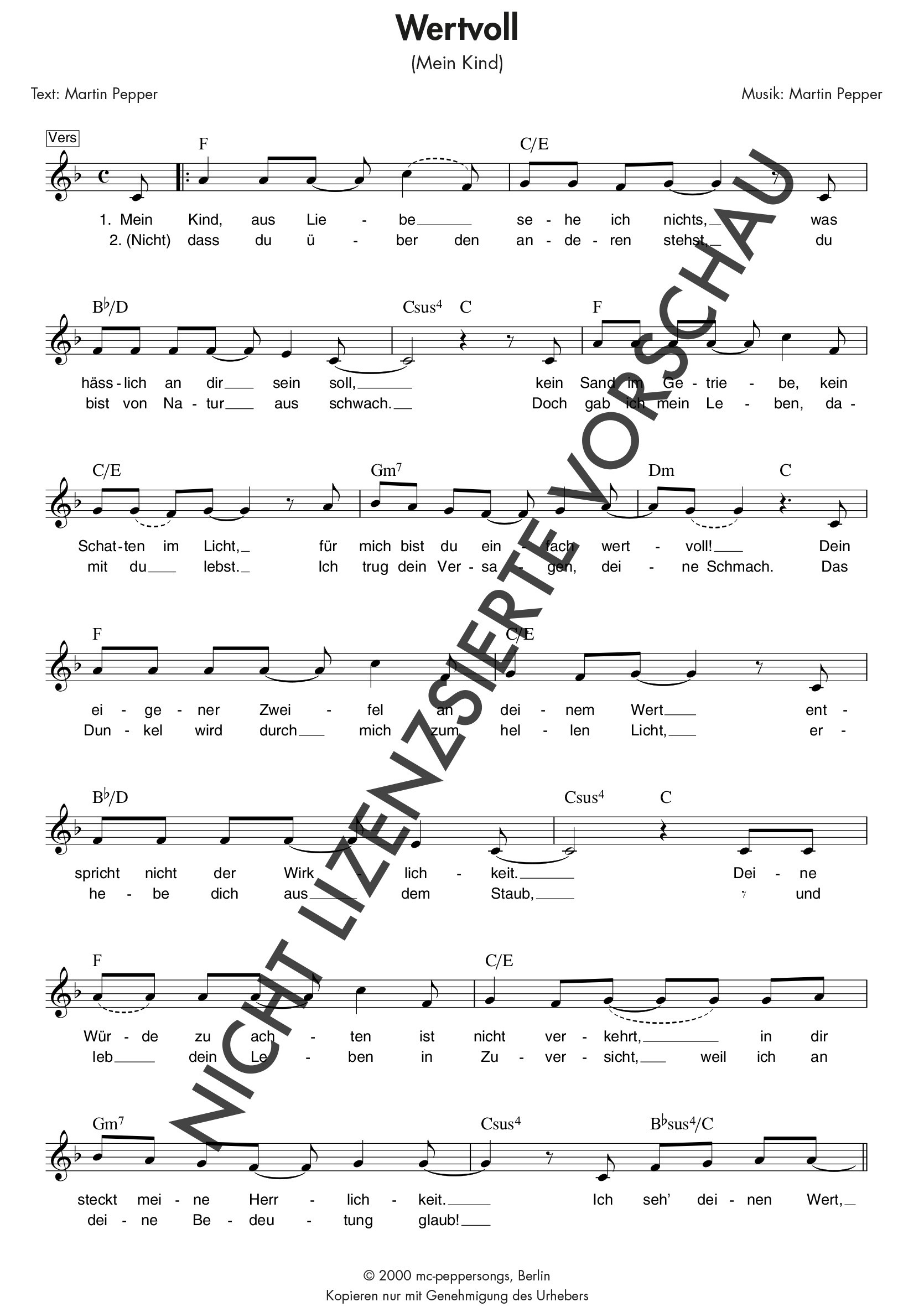 Wertvoll - Liednoten Wertvoll - Liednoten