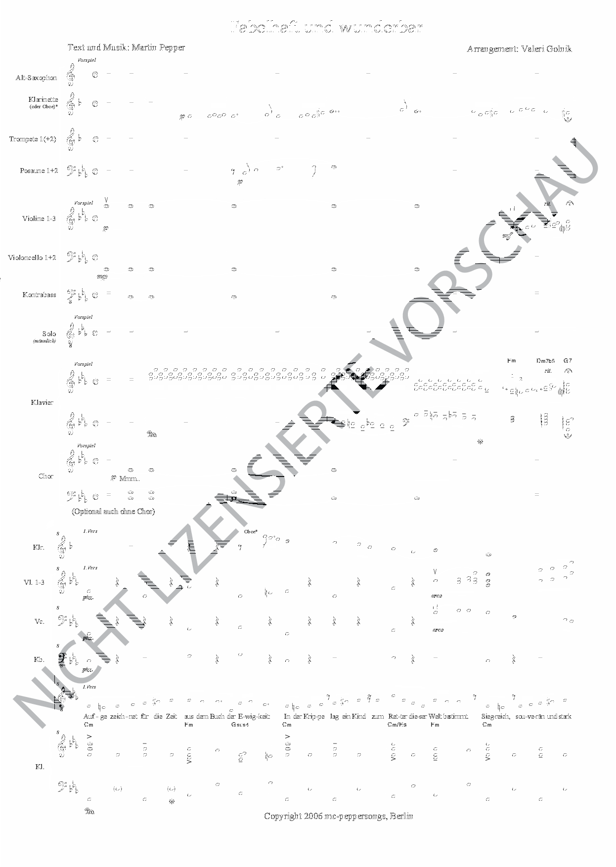 Fabelhaft und Wunderbar Orchesterpartitur Dirigentenversion Fabelhaft und Wunderbar Orchesterpartitur Dirigentenversion