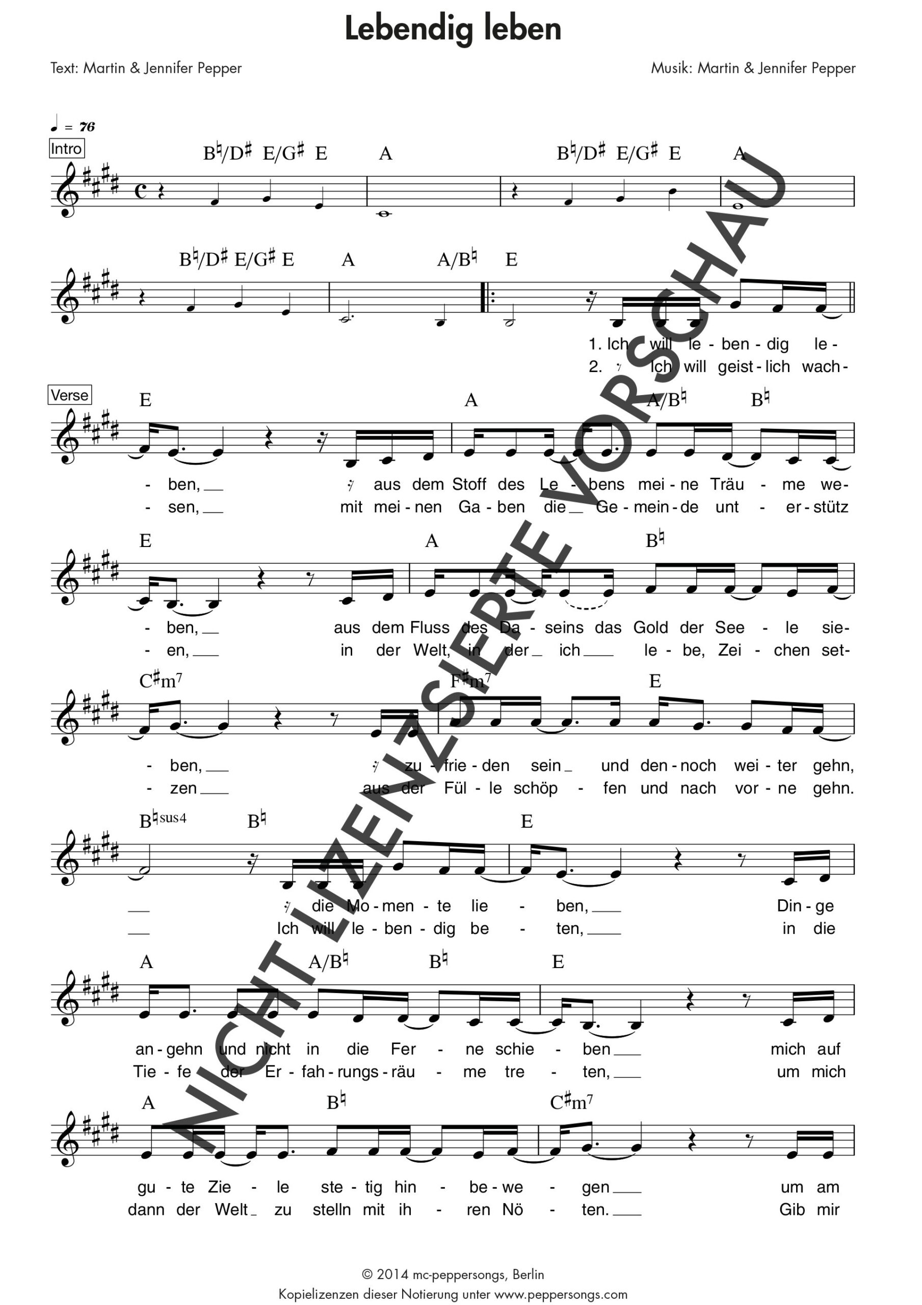 Lebendig leben - Liednoten digital Lebendig leben - Liednoten digital