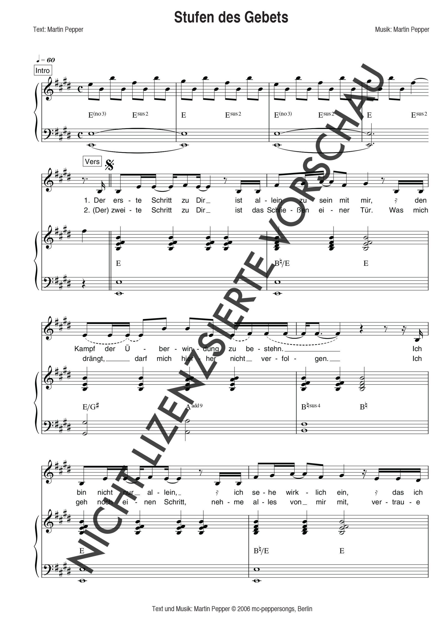 Stufen des Gebets - Liednoten mit Klavierarrangement Stufen des Gebets - Liednoten mit Klavierarrangement