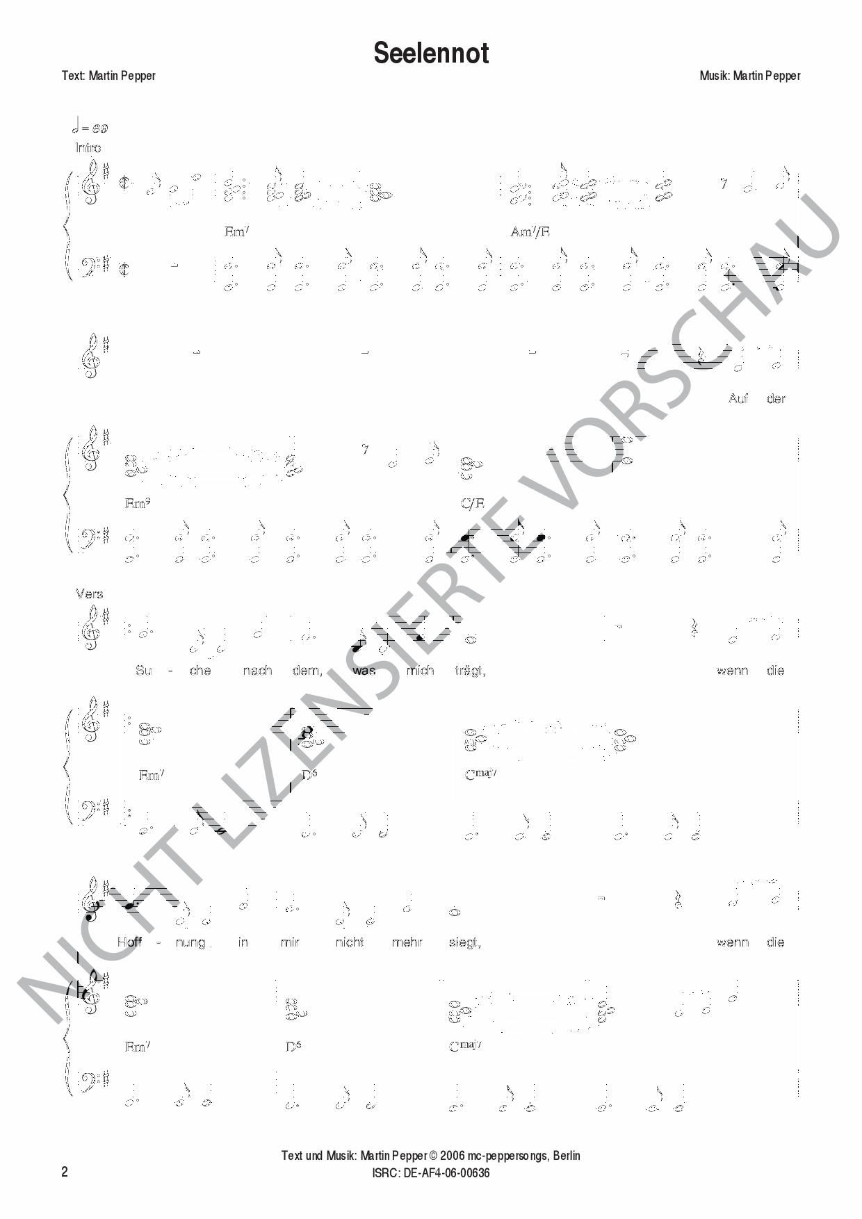 Seelennot - Klaviernoten Seelennot - Klaviernoten