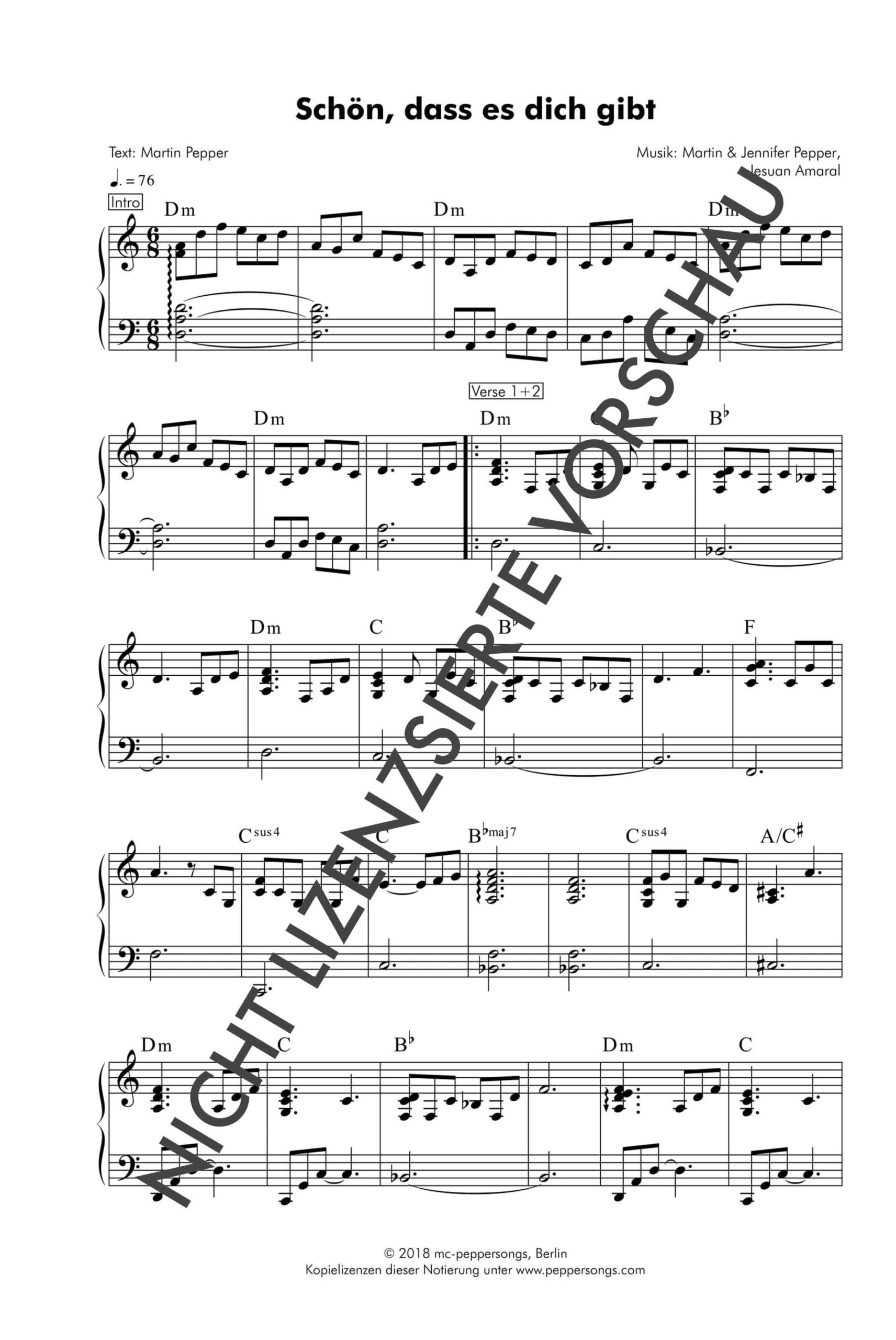 Salzmensch (Schön, dass es dich gibt) - Klaviernoten Salzmensch (Schön, dass es dich gibt) - Klaviernoten