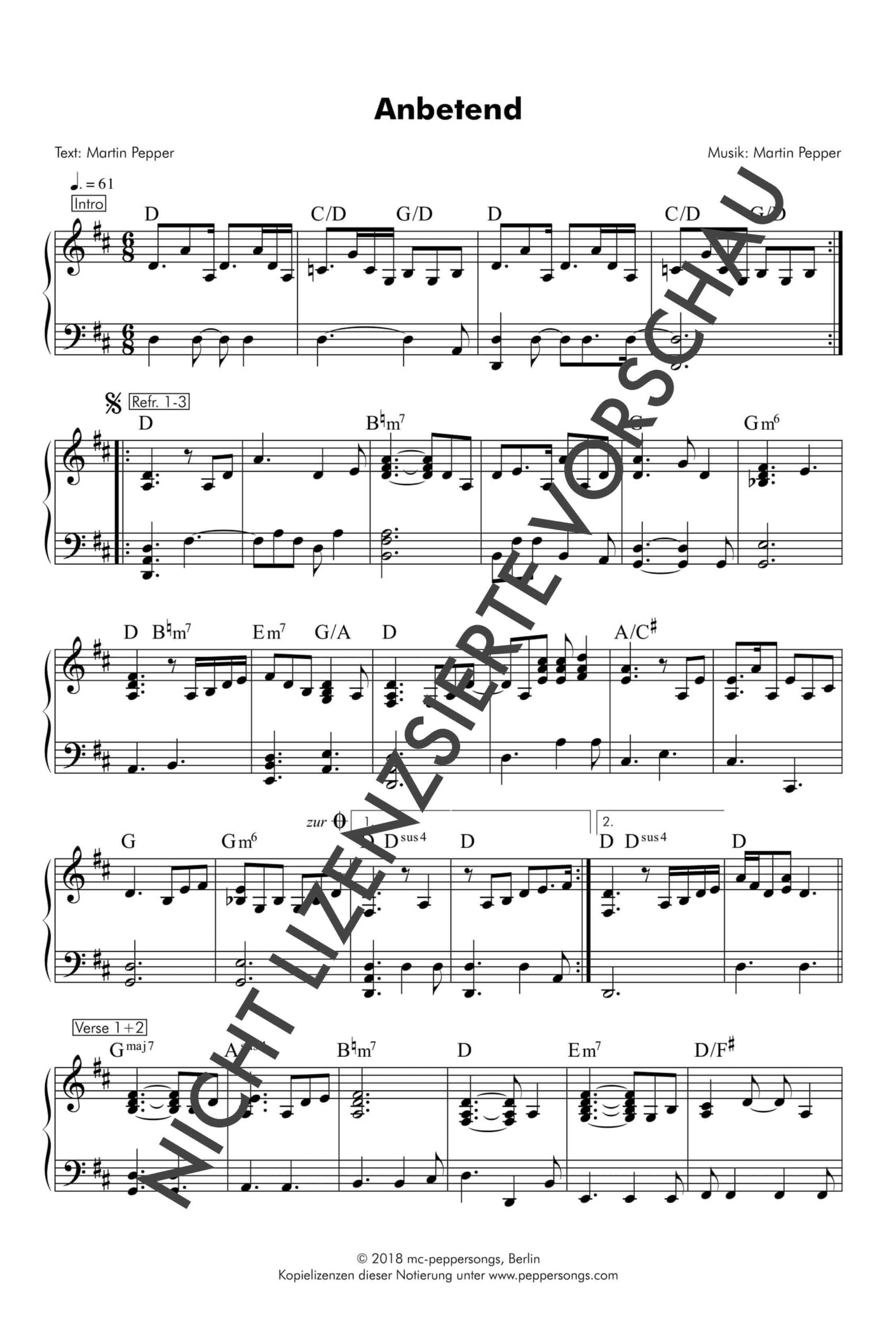 Anbetend - Klaviernoten Anbetend - Klaviernoten