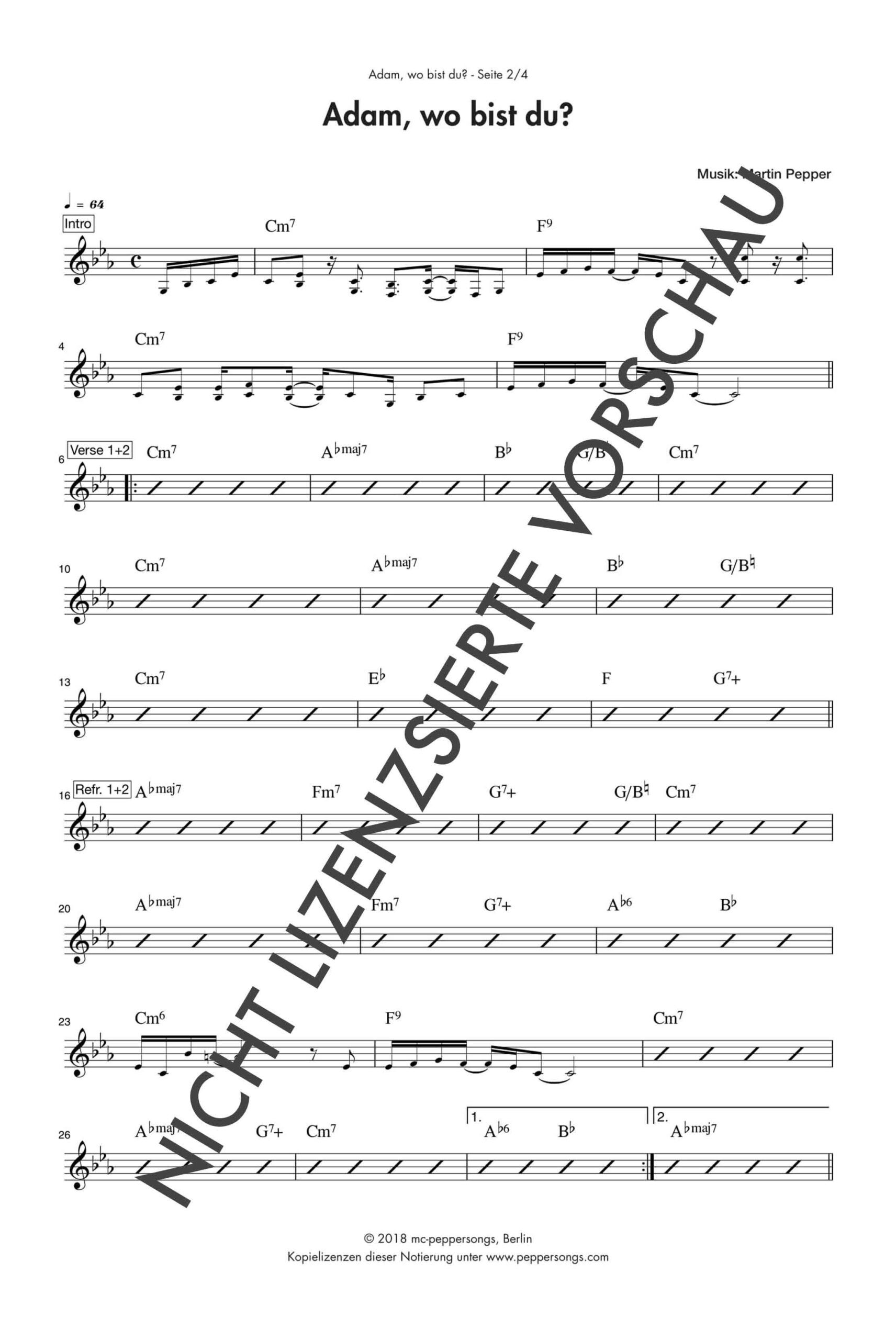 Adam, wo bist du - Chordsheet Adam, wo bist du - Chordsheet