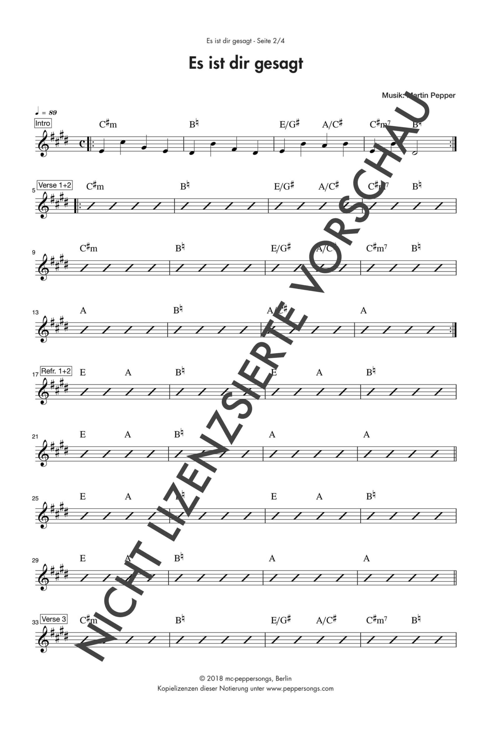 Es ist dir gesagt - Chordsheet Es ist dir gesagt - Chordsheet