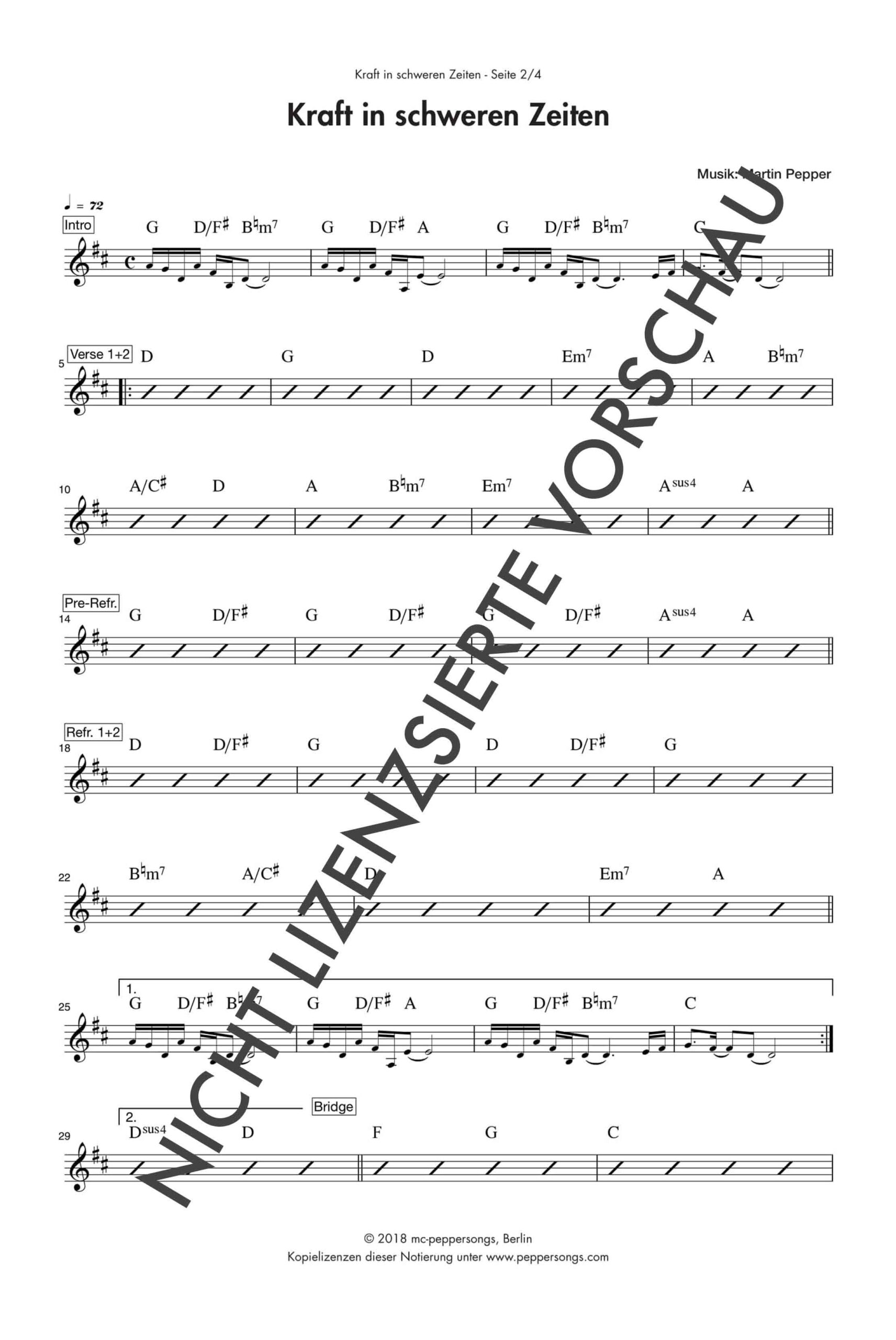 Kraft in schweren Zeiten - Chordsheet Kraft in schweren Zeiten - Chordsheet