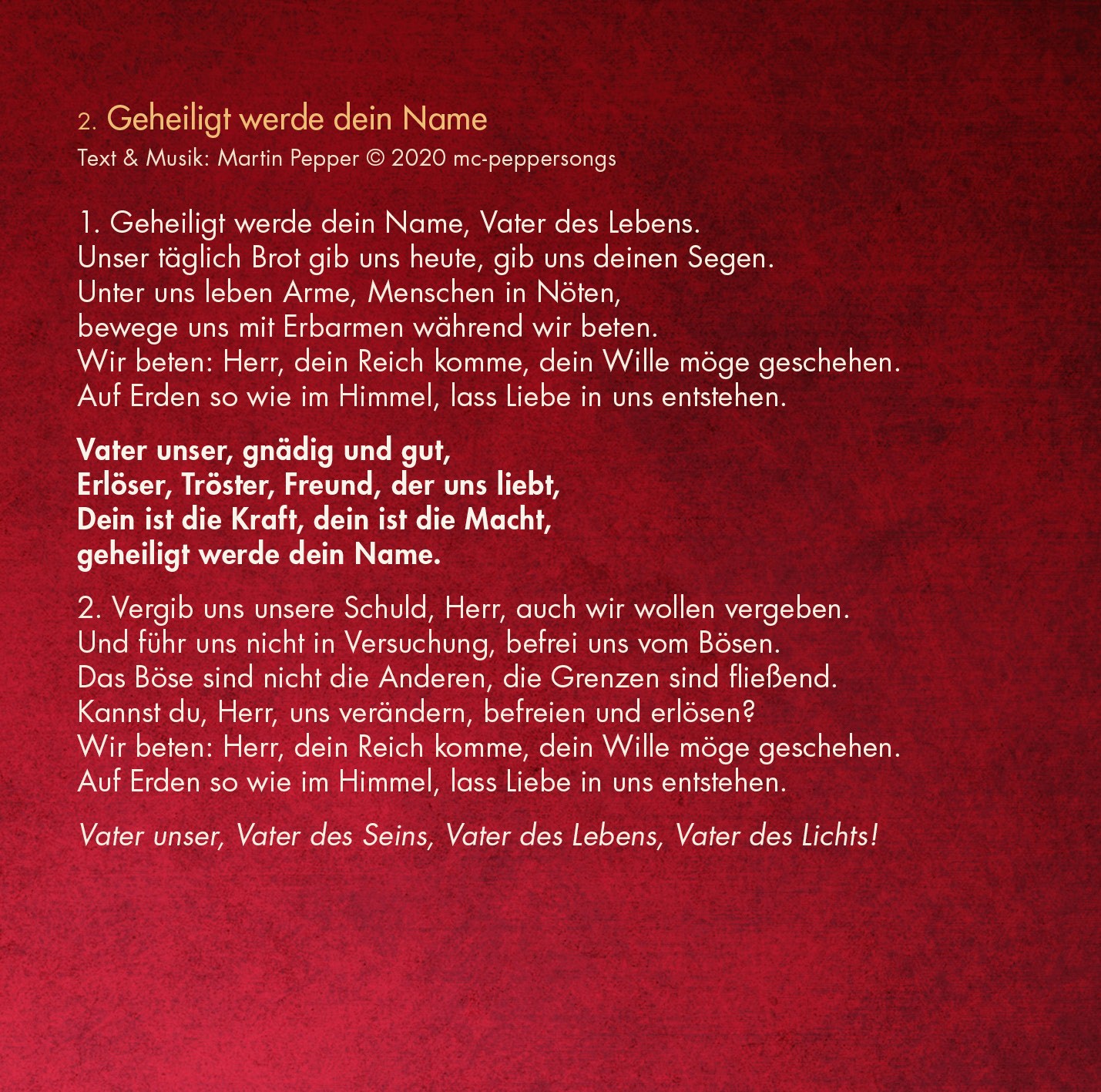 Geheiligt werde dein Name (Vater unser) - Liednoten Geheiligt werde dein Name (Vater unser) - Liednoten