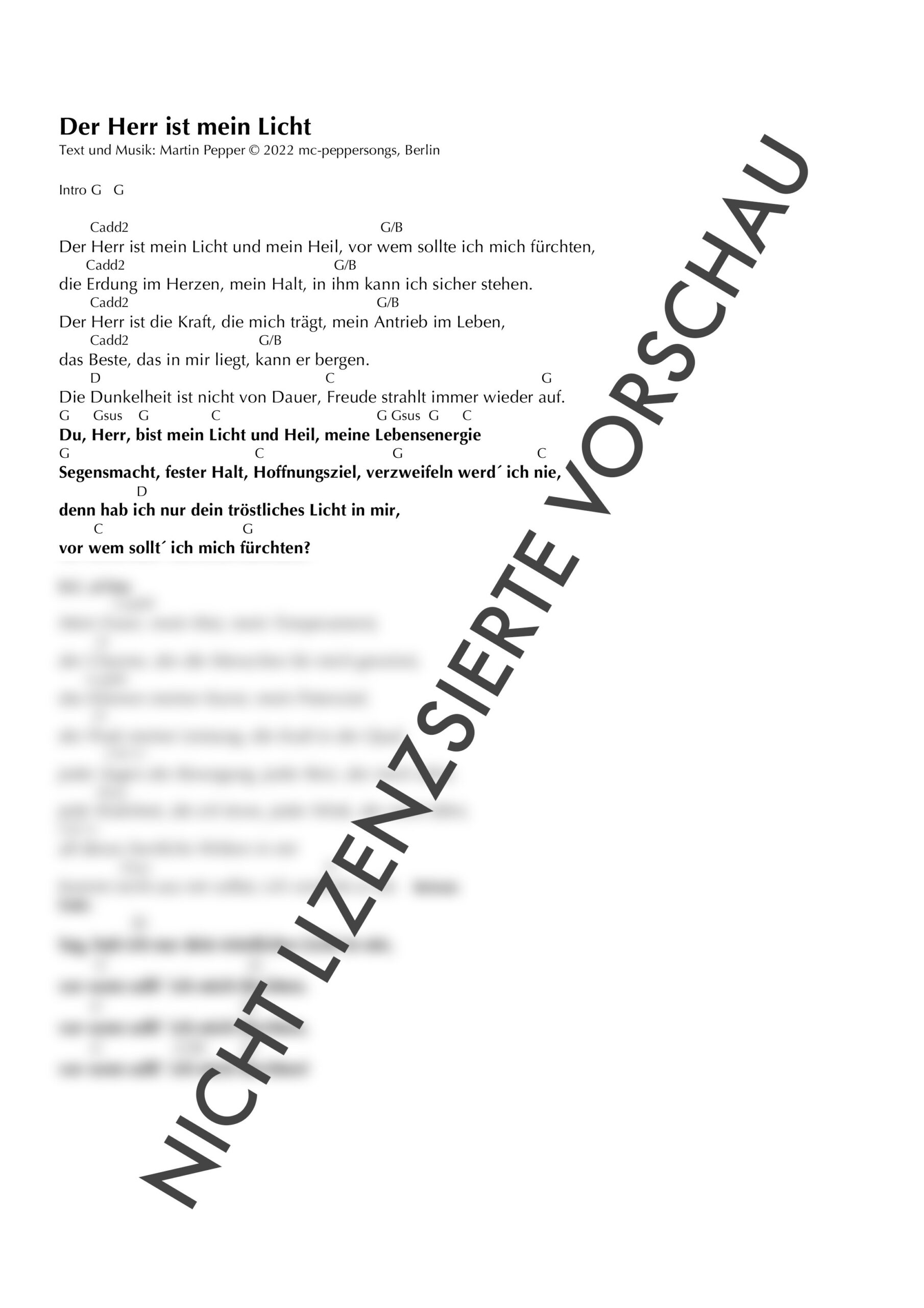 Der Herr ist mein Licht - Chordsheet digital Der Herr ist mein Licht - Chordsheet digital