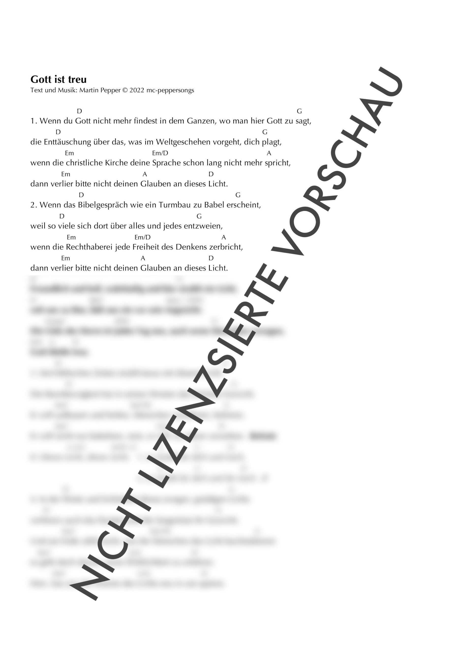 Gott ist treu - Chordsheet digital Gott ist treu - Chordsheet digital